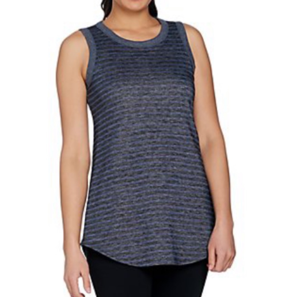 LOGO Lounge Lori Goldstein Striped French Terry Tunic Top Sz 1X